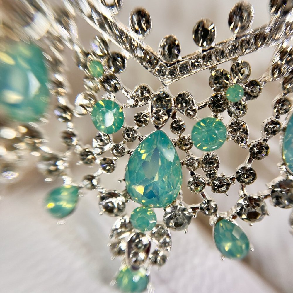 Baroque Gemstone Crown, Princess Jewelry Headpiece, Prom, Birthday Party, Gift - Picture 3 of 5